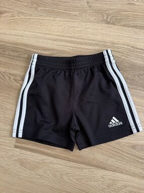 adidas Black Shorts with White Side Stripes for Kids